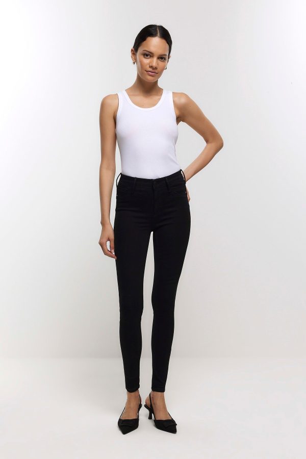 Black Mid Rise Skinny Bum Sculpt Jeans - Image 2