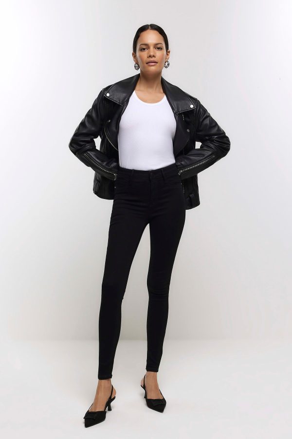 Black Mid Rise Skinny Bum Sculpt Jeans - Image 4