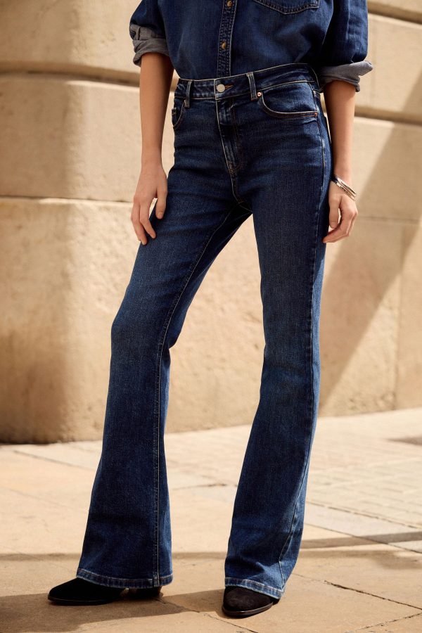 Dark Blue Supersoft Flare Jeans - Image 2