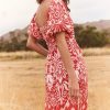 Red Petite Puff Sleeve Square Neck Midaxi Dress - Image 3