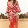 Red Petite Puff Sleeve Square Neck Midaxi Dress - Image 4