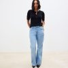 Black Button Up Crew Neck Short Sleeve Top With Linen - Image 2