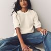 White Ecru 100% Cotton Knitted Short Sleeve Top