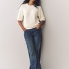 White Ecru 100% Cotton Knitted Short Sleeve Top - Image 2
