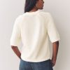 White Ecru 100% Cotton Knitted Short Sleeve Top - Image 4