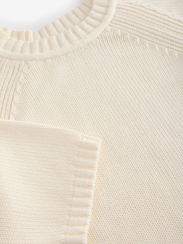 White Ecru 100% Cotton Knitted Short Sleeve Top - Image 8