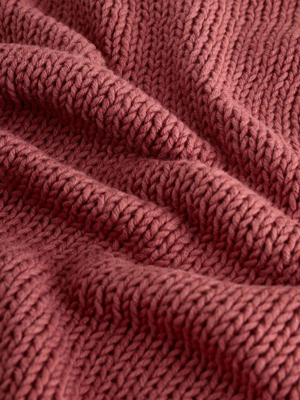 Red Rust Asymmetric Off Shoulder 100% Cotton Knitted Top - Image 6