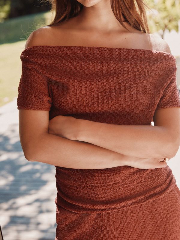 Dark Red Drape Cowl Neck Texture Top - Image 4