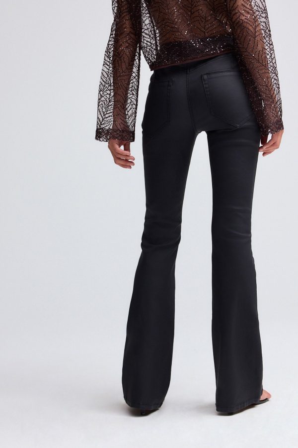 Black Coated Flared Jeans - Image 2