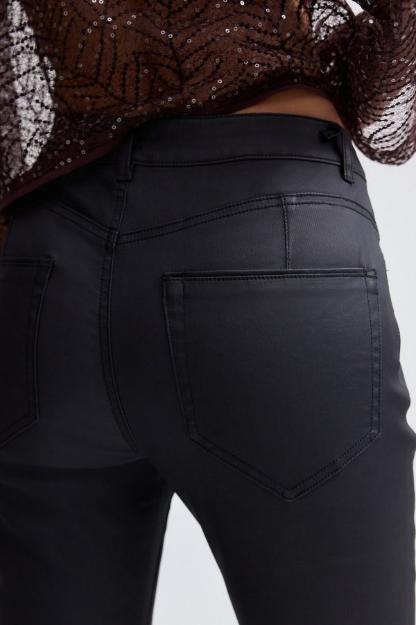 Black Coated Flared Jeans - Image 4