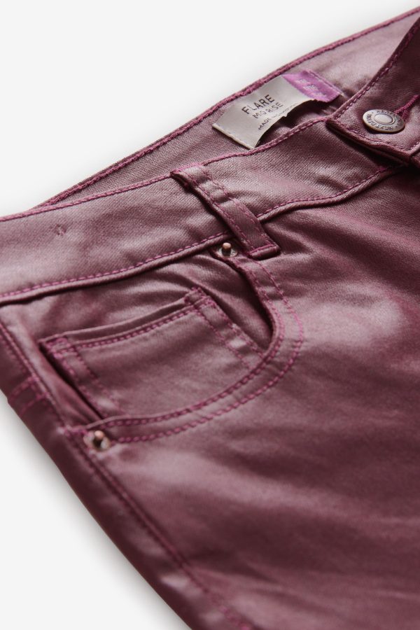 Wine Coated Flared Jeans - Image 4
