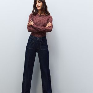 Patch Pocket Wide Leg Jeans