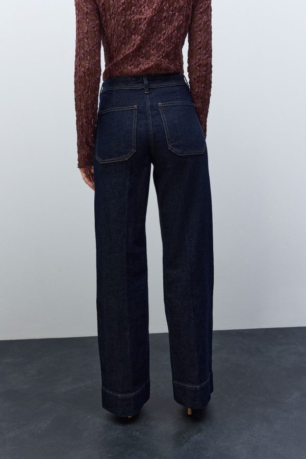 Patch Pocket Wide Leg Jeans - Image 4