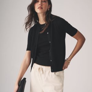 The Set Black 2 Piece Vest & Cardigan Set