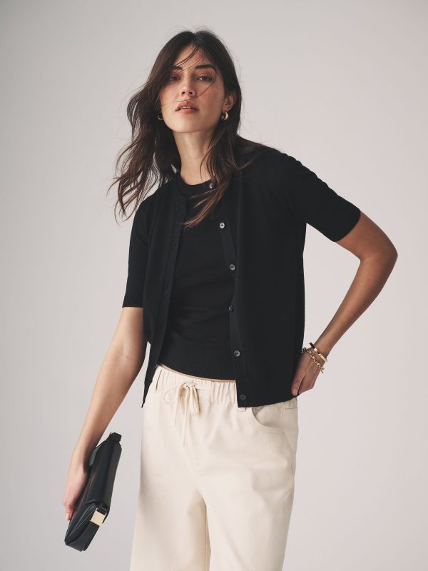 The Set Black 2 Piece Vest & Cardigan Set