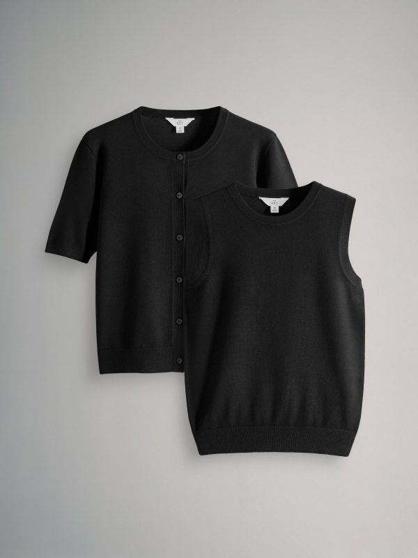 The Set Black 2 Piece Vest & Cardigan Set - Image 2