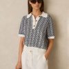 Blue/ Jem Zig-Zag Knit Polo Shirt