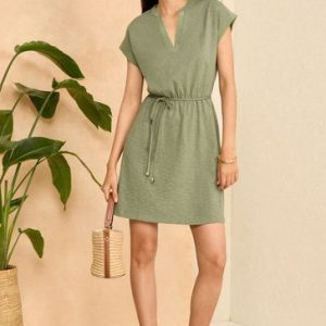 Green V Neck Jersey T-Shirt Mini Dress